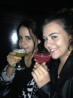 My sister Nicki and I drinking two different types of cocktails at The Lab in Montreal.
