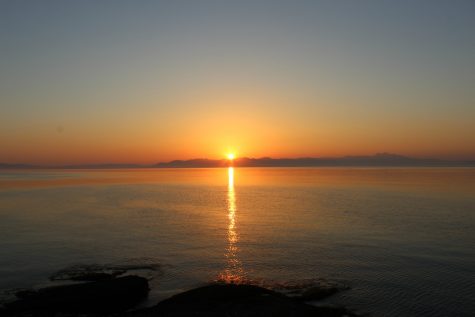 The sunset in Rafina, Greece.