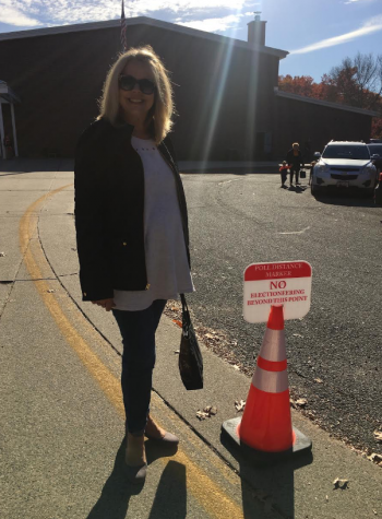 Kim Noel, mother of UMass student Carolyn Noel, outside her polling place in Westfield.