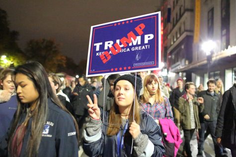 College students march to Boston Common in an anti-Trump protest