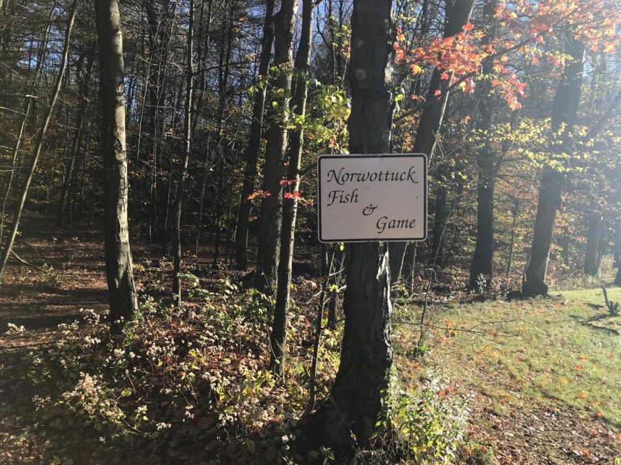 A sign for the Norwottuck Fish and Game Club, located off of Route 116 in Amherst (Mark Dunphy/Amherst Wire).