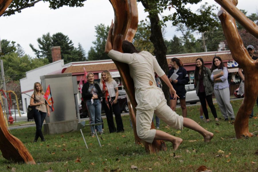 A live performance, titled Water the Trees, was held in Kendrick Park as part of the parade. The performance utilized Harold Grinspoons “Family Reunion,” which is part of the XTCA: Cross Town Contemporary Art exhibition. (Brian Choquet/ Amherst Wire)