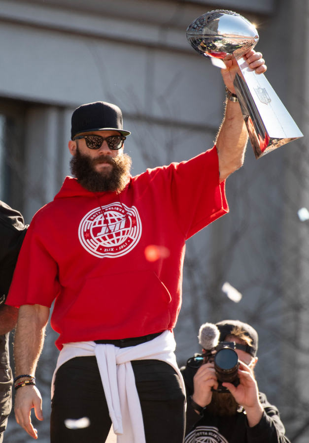 Edelman at the Patriot's post Super Bowl victory parade on Feb. 5, 2019/ Paul W.