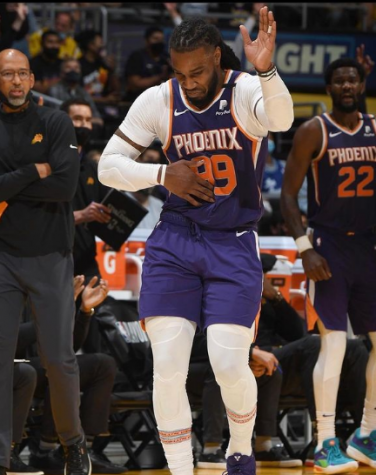 Jae Crowder imitates LeBron James after beating the Los Angeles Lakers in the first round of the NBA playoffs. (Credit - Jae Crowder’s Instagram Page)