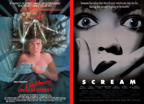 Promotional posters for A Nightmare on Elm Street and Scream