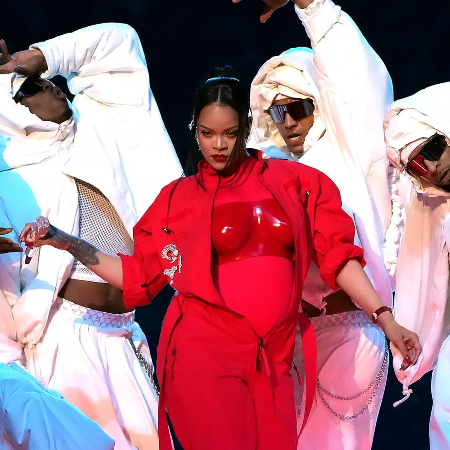 Rihanna+dressed+in+red+in+a+sea+of+white+puffy+outfits+%28The+New+Yorker%29